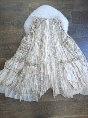 Pleated Ruffle Hankercheif Hem Fairy Pirate Corset Taffeta Skirt